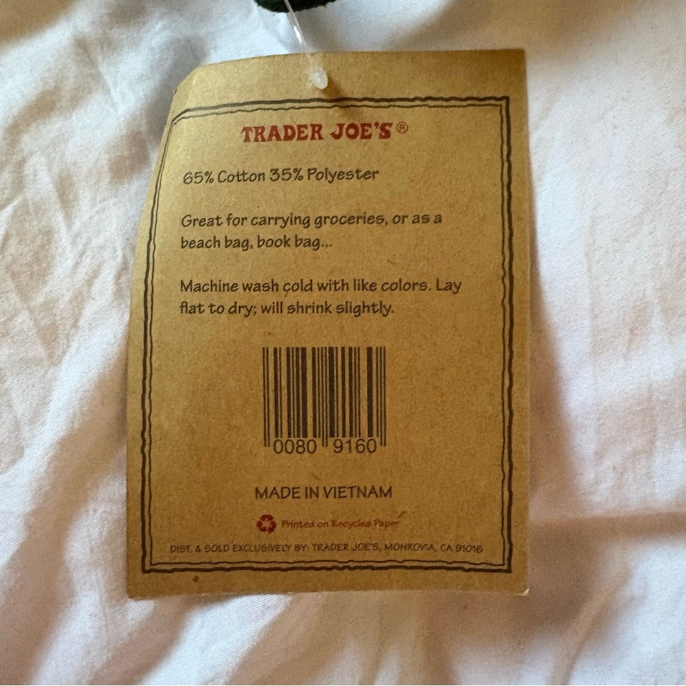 Trader Joe’s large Canvas Tote Bag Blue NEW - Picture 9 of 9